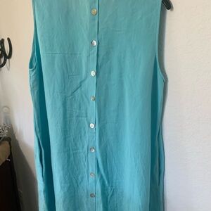 Aqua Sleeveless Button-Down Shirt